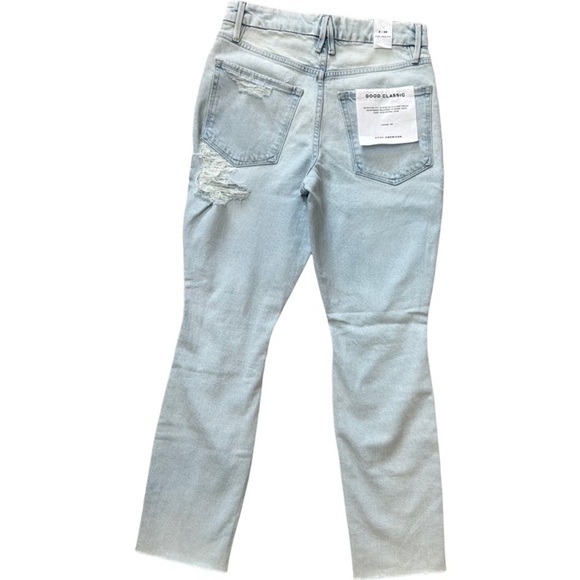 Good American Good Classic Indigo 120 Raw Hem Distressed Jeans, size 2/26 - Picture 6 of 15